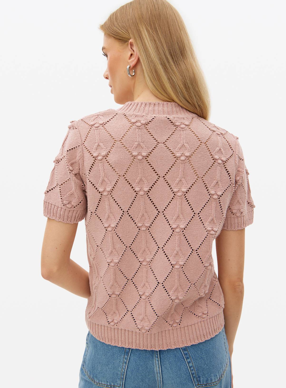 Pink Bobble Stitch Short Sleeve Cardigan 20 - Image 4